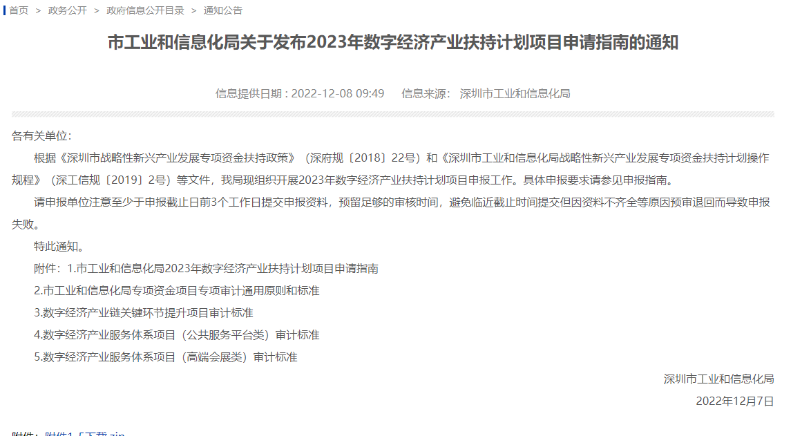 市工业和信息化局关于发布2023年数字经济产业扶持计划项目申请指南的通知